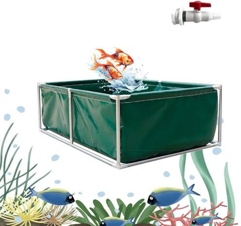Gguwug 1.5m Oberirdische Schwimmbecken miniteich Becken PVC-Planenbecken,faltbecken für koi,Aquarium Pool Teich mit Ablassventil Rahmenpools Verformt Sich Nicht leicht fertigteich for Aquakultur
