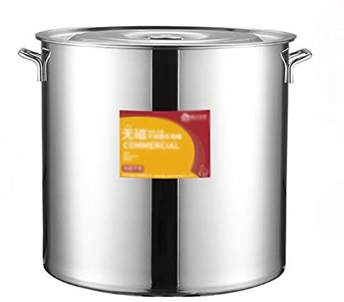 GXXINGIN 304 Stainless Steel Stock Pot, Thickened Large Soup Pot with Lid for Catering Commercial Use for Gas Stove/Induction Cooker (6-90L) Stock Pot (Size : 50L)