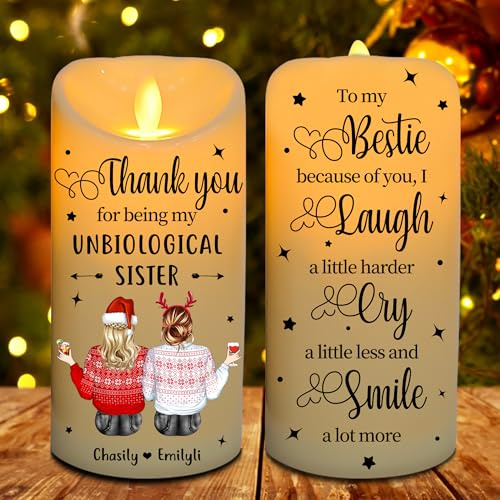 MYZQIFF Bestie Forever Our Friendship is Endless, Personalized Bestie LED Candles Light, Custom Name Christmas Friend Friendship Bestie Sister Candles Lamp Night Light Gifts for Women (style05)