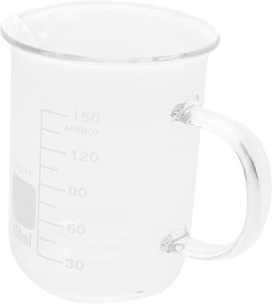 VINTORKY Glass Beaker Mug 150ml Heat Resistant Glass Measuring Cup with Handle Chemistry Beaker Mug for Laboratory Teaching and Accurate Measurement