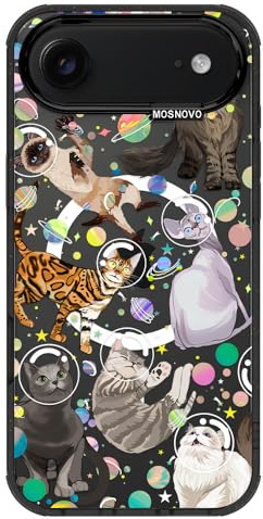 MOSNOVO for iPhone Air Case, Fit for MagSafe, Military-Grade Drop Protection, Shockproof Bumper, Aesthetic Cute Magnetic Phone Case for iPhone Air, Space Cat/Black