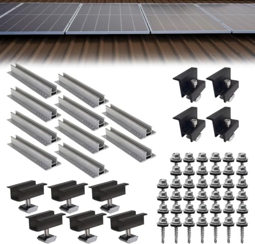 Becker Tech Photovoltaik Trapezblechdach Montageset für 4 Module | Privatkunden Steuersatz 0% | Befestigung Trapezblech Solarmodul Halterung PV Montagesystem Aluminium, Modulanordnung:Horizontal