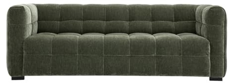 Miliboo Design-Sofa, 3-Sitzer, Velours-Effekt, Grün, Khaki Corto