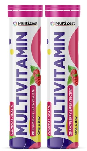 Multivitamin Effervescent| Raspberry Flavour|20 Tablets x 2| MultiZest Brand