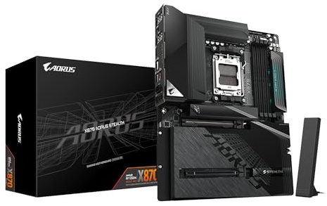 GIGABYTE X870 AORUS Stealth Mainboard - Unterstützt AMD Ryzen 9000 CPUs, digitales 16+2+2-Phasen-VRM, bis zu 8200MHz DDR5 (O.C.), 2xPCIe 5.0 + 2xPCIe 4.0, Wi-Fi 7, 5GbE LAN, USB 4