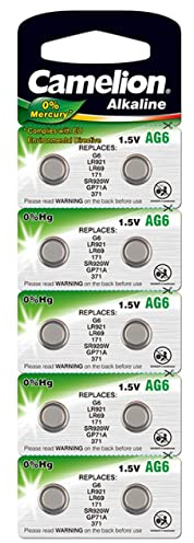 Camelion Knopfzelle, Uhrenbatterie LR69 / 171 / SR920W / GP71A / 371 0% HG 10er Blister, Alkaline, 1,5V
