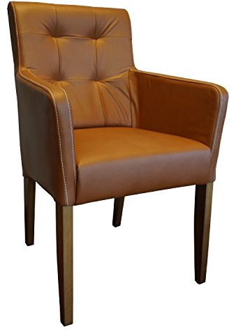 Quattro Meble Cognac Farbe Echtleder Stühle David Arm Pik Lederstühle mit Armlehnen Echt Leder Venice Cognac Esszimmer Stuhl Sessel