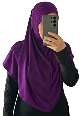 Yaqeen XL Hijab Baumwolle/Viscose einteiliges Amira Hijab, Khimar, muslimisches Kopftuch, Lila