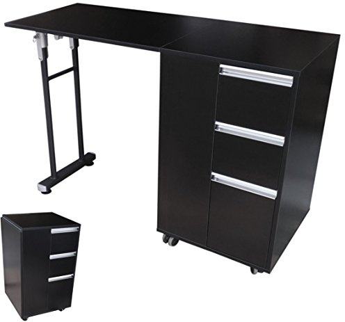 Polironeshop Naxos Klappbarer Maniküretisch für Nagelmodellage, Maniküre, Nageldesign und Studioausstattung (Schwarz)