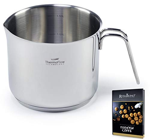 ROSMARINO Cafetière en Acier Inoxydable (1500 Pot à Lait, tous feux)
