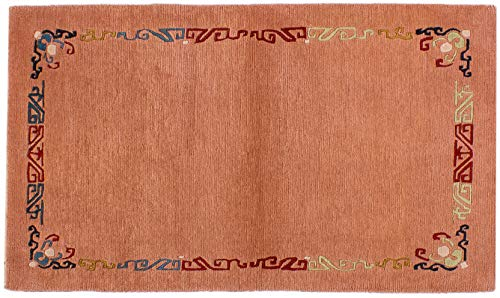 Lifetex.eu Teppich Tibeter Modern Nepal ca. 95 x 160 cm Lachs handgeknüpft Schurwolle Modern hochwertiger Teppich