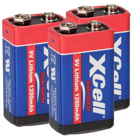 3X Batterie Lithium 9 Volt Block 1200mAh, 9v E-Block (U9VL, CR-9V, 6LR61) 10 Jahres Batterie ideal für z.B. Rauchmelder, Feuermelder, Messgeräte, Mikrofone u.v.m. AKKUman Set (3 Stück)