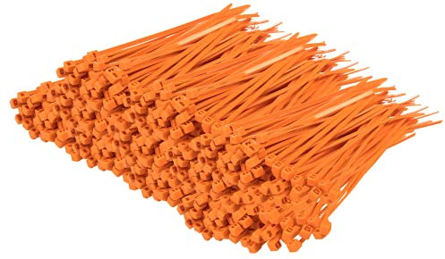 Gocableties Small Orange Cable Ties, 100mm x 2.5mm, Bulk Pack of 1000, 4” Premium Nylon Zip Ties, Plastic Tie Wraps, Secure Self-Locking Mechanism, for Home, Garden, Office and DIY