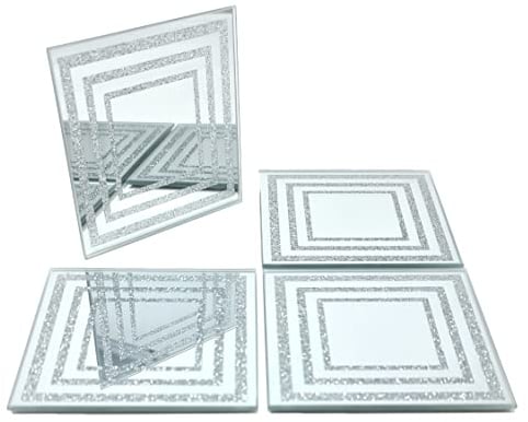 Untersetzer, glitzernd, Silberfarben, 4 Stück