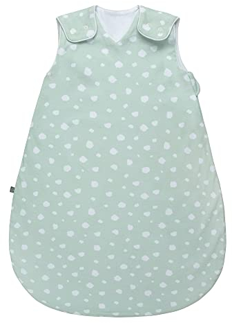emma & noah Baby Schlafsack 1.0 TOG, Ganzjahres Schlafsack für den Frühling, Sommer und Herbst, 100% Bio-Baumwolle, Oeko-TEX Zertifiziert, Strampelsack für Neugeborene (Punkte Mint, 90 cm)