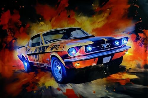 Samarkand - Lights LED Bild Leuchtbild 65 cm x 45 cm Bilder Oldtimer US Cars/Mustang/Fire/Sportscar