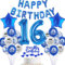 Blau Luftballon 16. Geburtstag Junge deko Folienballon 16 Tortendeko 16 Geburtstags Junge dekoration happy Birthday Girlande Banner Blau Geburtstagsdeko 16 jahre Junge Ballon deko 16. Geburtstag Junge