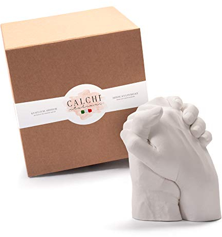 Kit calco mani coppia Premium! Materiali professionali e Made in Italy: Alginato per calchi, Gesso per stampi - Stampo mani gesso 2 persone: Idea Regalo Coppia, Couple Gift.