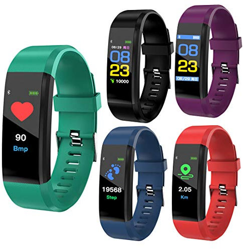 Smart Bracelet, Health Exercise Sports Watch, Heart Rate Blood Pleasure Activity Monitor Smart Watch, Fitness Tracker Smart Wristband Fitbits Smart Watch for Women Men Kids (Red)