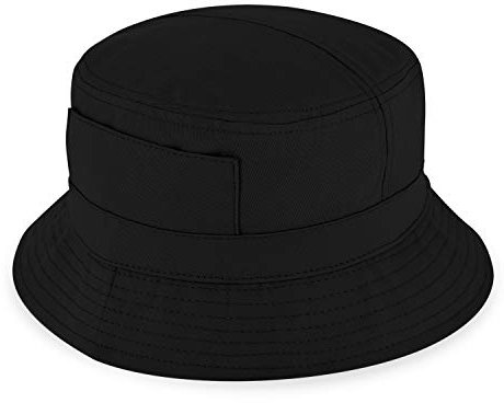 fiebig Fischerhut aus Baumwolle | Unisex Outdoorhut mit Taschen & Reißverschlussfach | Bucket Hat in vielen Farben & Größen (58-L, Schwarz)