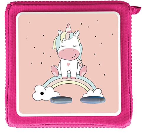 MeinBaby123® Schutzfolie kompatibel mit Toniebox | Schutzcover selbstklebend | Aufkleber passgenau I Folie Sticker I Toniebox Zubehör | Süßes Einhorn auf Regenbogen