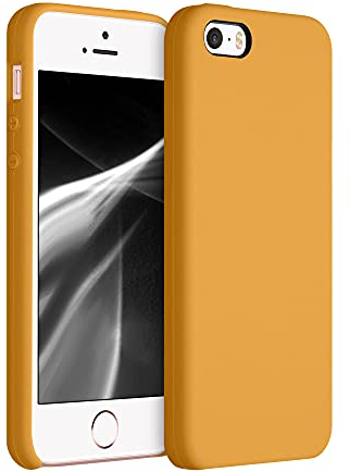 kwmobile Hülle kompatibel mit Apple iPhone SE (1.Gen 2016) / iPhone 5 / iPhone 5S Hülle - Silikon Handy Case - Handyhülle weiche Oberfläche - kabelloses Laden - Marigold