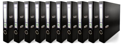 Netuno 10 raccoglitori cartone ecologico riciclato nero a 2 anelli A4 dorso 5 cm raccoglitori per ufficio scuola archivio faldoni portadocumenti