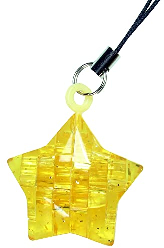 HCM Kinzel - 59196-3D Crystal Puzzle - 3D Mini Stern - Steckpuzzle, Puzzle für Erwachsene und Kinder - 14 Teile - Gelb transparent - ab 14 Jahre