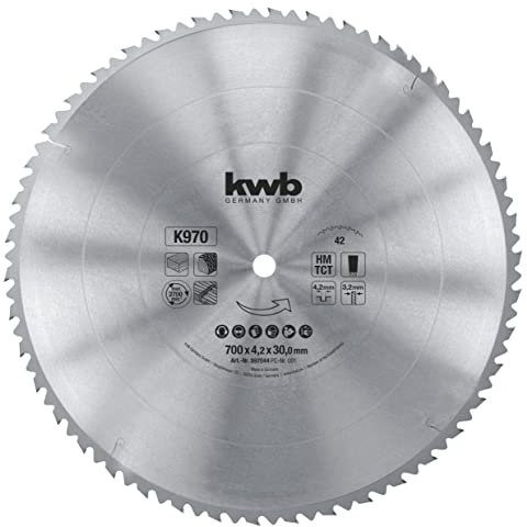 kwb Kreissägeblatt 700 x 30 mm, Made in Germany, sehr schneller Schnitt, Sägeblatt geeignet für Weich- und Hartholz, Konstruktionsvollholz und Holzplatten