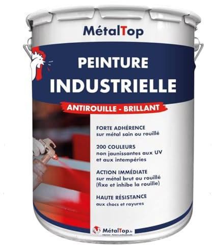 Metaltop - Peinture Industrielle - Vert feuillage - RAL 6002-1 L - Protection performante pour structures métalliques, engins agricoles, BTP.