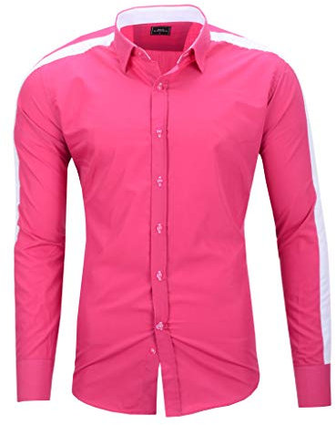 Kayhan Chemise à manches longues pour homme - Coupe ajustée - Pour les loisirs et le travail - Taille S à 6XL, Marouge Spyderr Pink, L