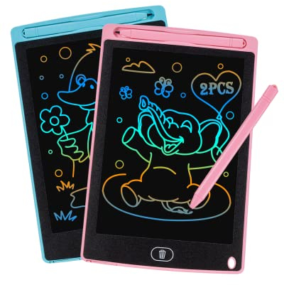 2 Stück LCD Schreibtafel Zeichenbrett Bildschirm 8,5 Zoll Umweltfreundlich Heller Bunten Schrift Pad Lernspielzeug-Geschenk für Kinder 3-6 Jahre altes Mädchen (2 Packs)