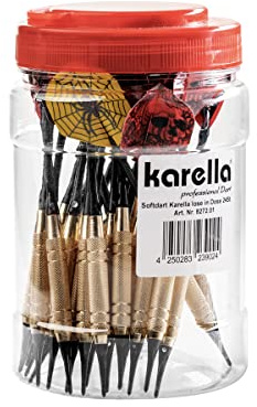 Karella Softdarts lose 24 St. in Großbox, Messingbarrel mit Alushaft, 18g, 2 BA Kleingewinde, Schwarze Softspitze