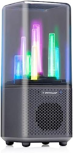 Dunlop Bluetooth Lautsprecher mit Licht – 9 LEDs – 1200 mAh – 218 x 95 x 93 mm – Schwarz