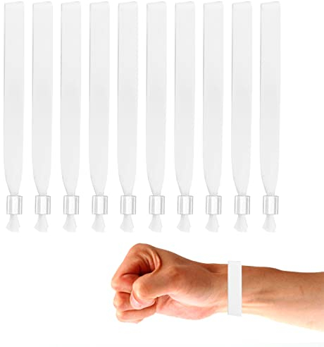 Einlassbänder, Wasserdicht Event Armbänder, Stoff Einlassbänder, Eintrittsbänder Einlassbänder, Party Einlassbänder, Partybänder, Wasserdichte Eintrittsarmbänder für Veranstaltungen, Weiß, 10 PCS