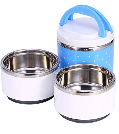 Lonchera Térmica Aislante de 3 Capas, Lonchera Térmica Termoaislante Contenedor de Alimentos Hecho de Acero Inoxidable Interior y Material PP en el Exterior, con Manijas Dobles, Fácil de Transportar