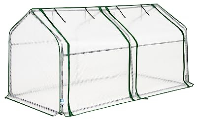 Quictent Serre en film plastique - Serre avec 2 grandes fenêtres d'accès - Serre à tomates en film polyéthylène 140 g/m² - 180 x 90 x 90 cm - Blanc