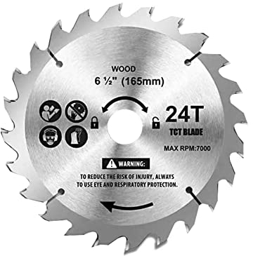 Weytoll Lames de scie circulaire TCT 6-1/2 pouces 165 mm, disque de coupe pour bois de 24 dents pour couper le bois dur et tendre, aggloméré et contreplaqué, pergola de 20 mm