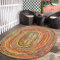 RIANGI Bunter Boho-Teppich, 12,7 x 20,3 cm, oval, aus natürlicher Jute und recycelter Baumwolle, oval, geflochtene Teppiche, perfekter bunter Wohnzimmerteppich, Größe 15,7 x 2,4 m, oval