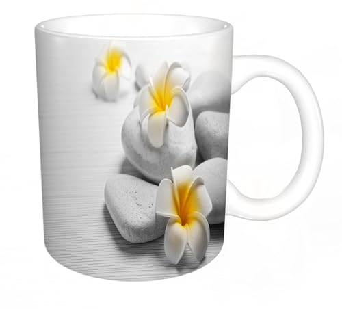DHAEY Original Becher - Teetasse als Geschenk für Ihre Lieben - Schöne Spa-Komposition auf hellem Holzhintergrund Kaffeetasse aus feinem Porzellan - 330 ml 8 x 8,5 cm