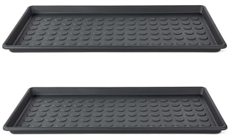 IKEA Baggmuck 2-er Set Schuhwannen in dunkelgrau - Polypropylen - 71x35x3cm - mit Abtropfrillen