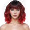 PARXITN Kurze Bob Perücke mit Pony Natürliches Perücke Schwarzrot Synthetisches Haar Bunt Täglich Party Halloween Cosplay Gewellte Lockige Perücken für Frauen