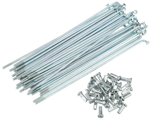 KTKEET 13G Ebike Speichen 2,3 mm 304 Edelstahl Fahrradspeichen 65–305 mm Fahrradspeichen Silber J Bend Radspeichen mit Kupfernippel für Mountainbike, E-Bike, Dreirad Räder (40 Stück, 254 mm)