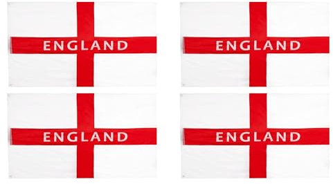 England Text Printed Pack Of 4 Flag 5ft + 3ft With Eyelet England Football