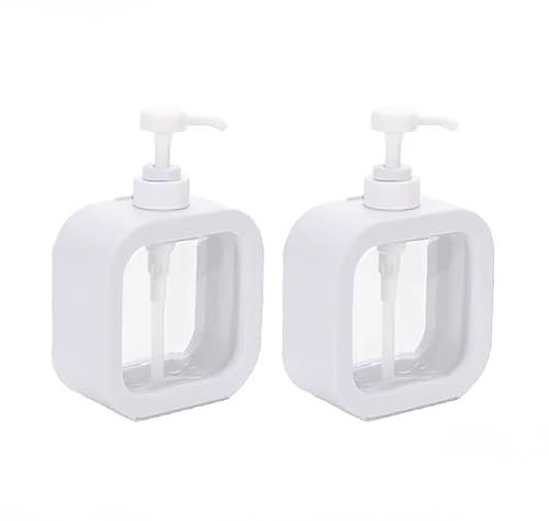 UQMIQURA Distributeur Savon, 2 Pièces Distributeur Savon Liquide, Flacon Pompe Vide, Distributeur Shampoing et Gel Douche Salle de Bain, Cuisine Distributeur Produit Vaisselle (300ml)