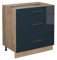 Vicco Meuble Cuisine Fame-Line, Bleu foncé Brillant/Chêne de Force doré, 80 cm avec 3 tiroirs, sans Plan de Travail