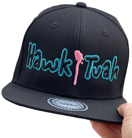 Outfitfabrik Snapback Cap Hawk Tuah in schwarz, 3D-Stick in schwarz, für Männer und Frauen, One Size, verstellbar