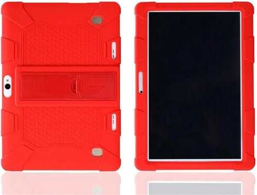 Universal Shockproof Silicone Stand Case Cover For 10.1 Inch Android Tablet PC,Heavy Duty Full Body Shockproof Rugged Protective Case (Red)