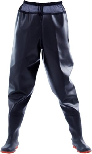 DgtZyrih Stivali da Pesca con Cintura Elastica Pantaloni da Pesca Stivali da Pioggia in Gomma Multiuso Stivali da Pesca Impermeabili in PVC/Nylon Stivali da Caccia Spessi Scarpe da Pesca,Nero,43