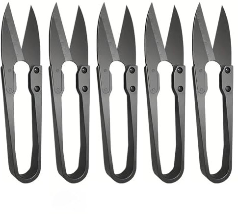 iCovalescent 5 Pezzi Forbici a Forma U, Mini Forbici a Molla per Il Taglio Preciso del Filo, Per L'artigianato e la Cura delle Piante (Nero)